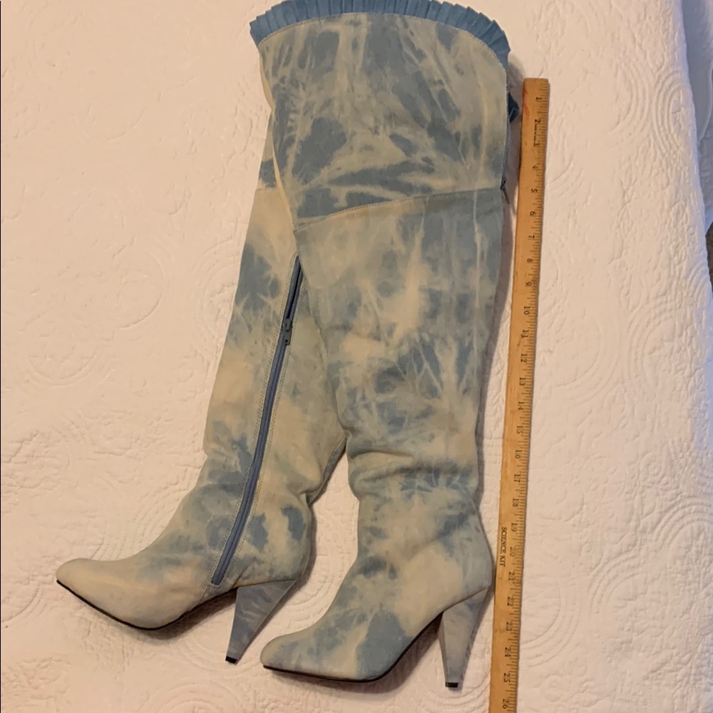 Hot in Hollywood Over-the-Knee Blue Tie-Dye Women's Boots